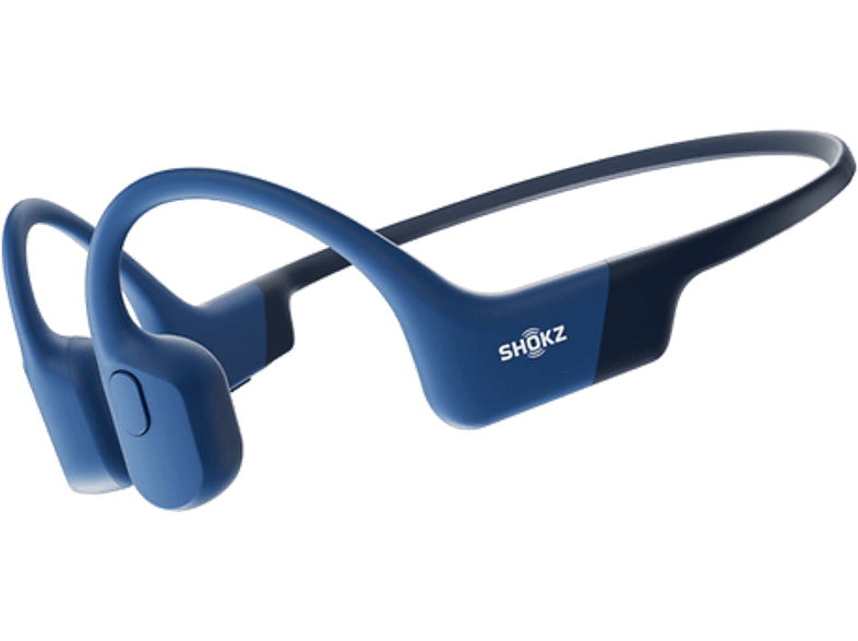Auriculares conducción ósea - Shokz OpenRun, Banda para el cuello, Bluetooth, Carga rápida, 8h Autonomía, IP67, Azul