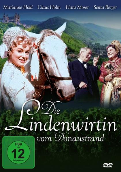 Filmposter mit Menschen und einem Pferd. Text: Die Lindenwirtin vom Donaustrand.