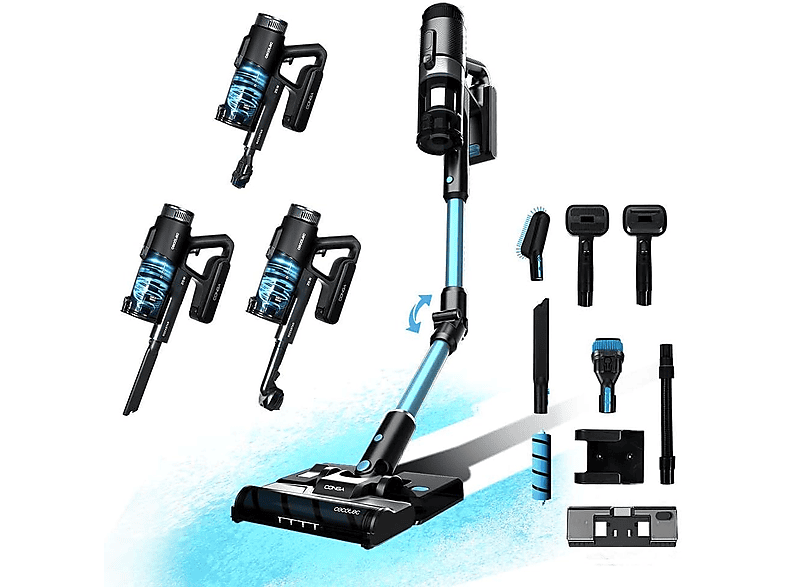 Cecotec Conga Rockstar 1500 Ray Pure Verticale stofzuiger, 215 W, 12 kPa, immortale batterij 25,2 V, autonomie 45 min, 3-in-1, mengborstel, accessoires, 2 programma's, parallelle cycloon, tank 500 ml