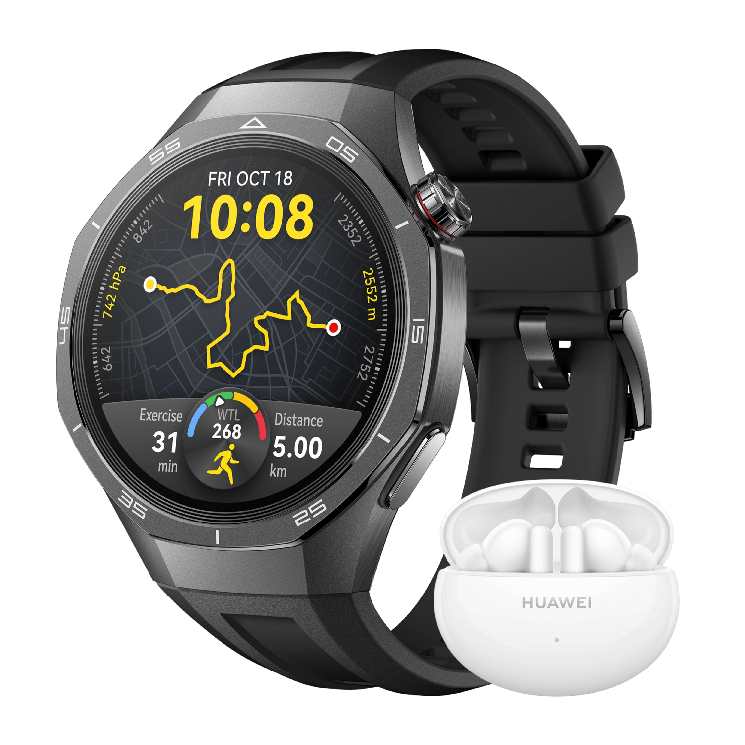 Huawei Bundel Watch Gt5 Pro 46mm Met Freebuds 5i Wit Smartwatch Zwart