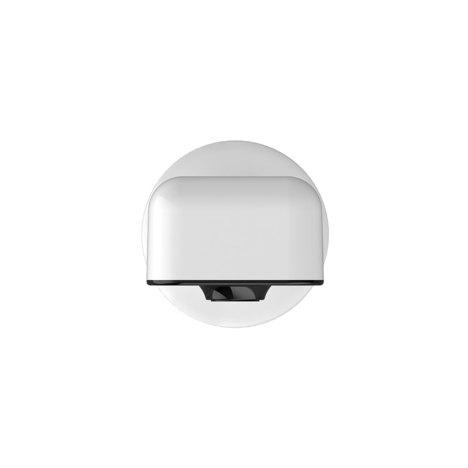 Objet blanc et rond, vue de dessus.