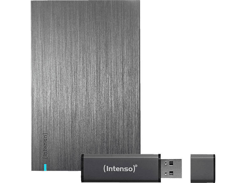 INTENSO Memory Board + 64 GB USB-Stick Bundle, 1 TB HDD, 2,5 Zoll, extern, Anthrazit