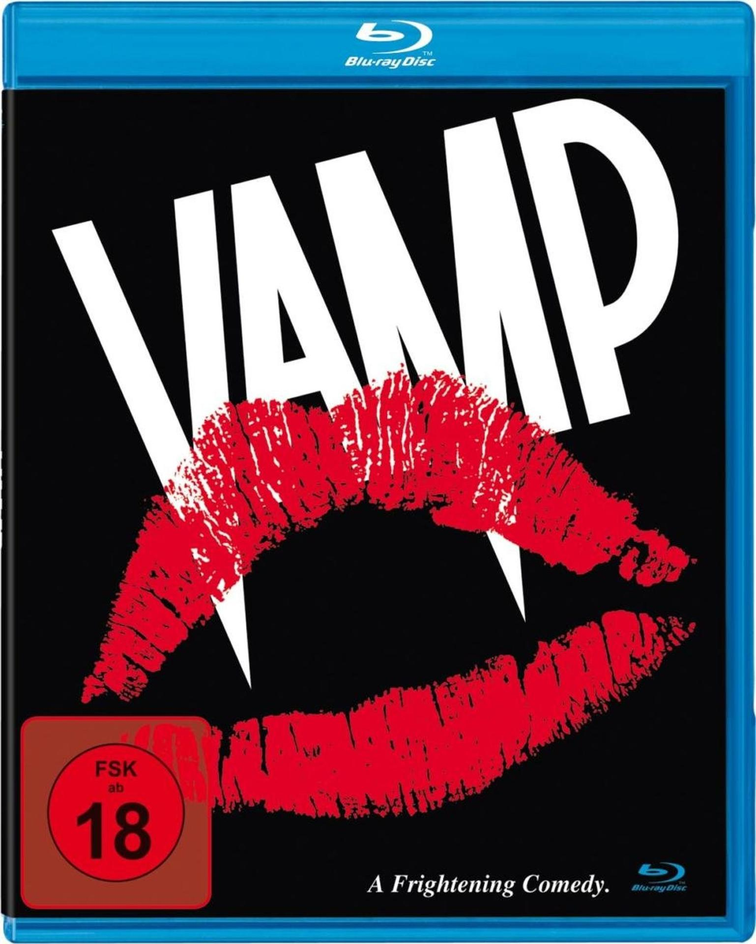 Blu-ray-Disc von 'Vamp' mit roter Lippen-Grafik und schwarzem Hintergrund. FSK 18-Einstufung.