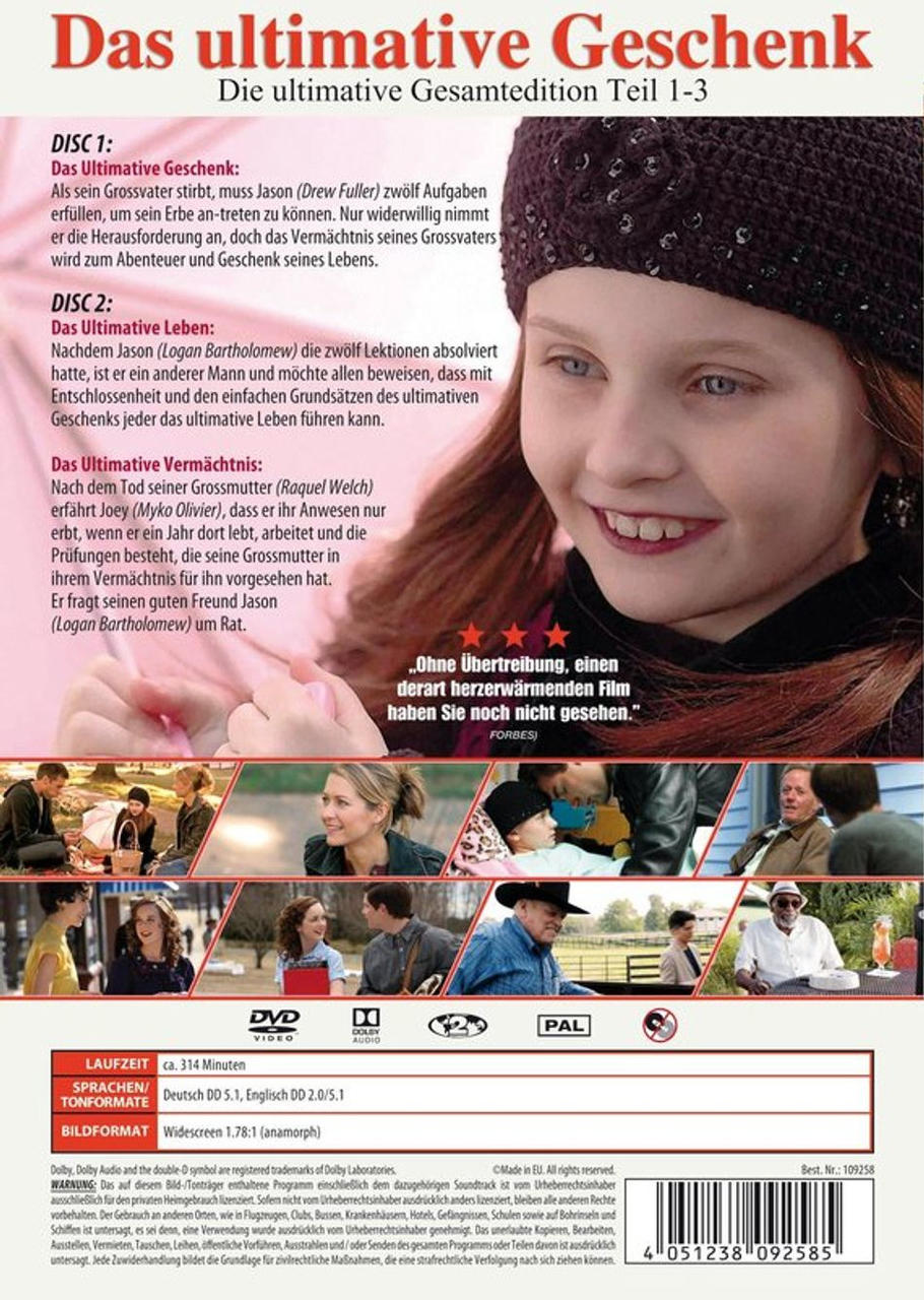 Rückseite einer DVD-Hülle mit einem jungen Mädchen, Text und Bildern.