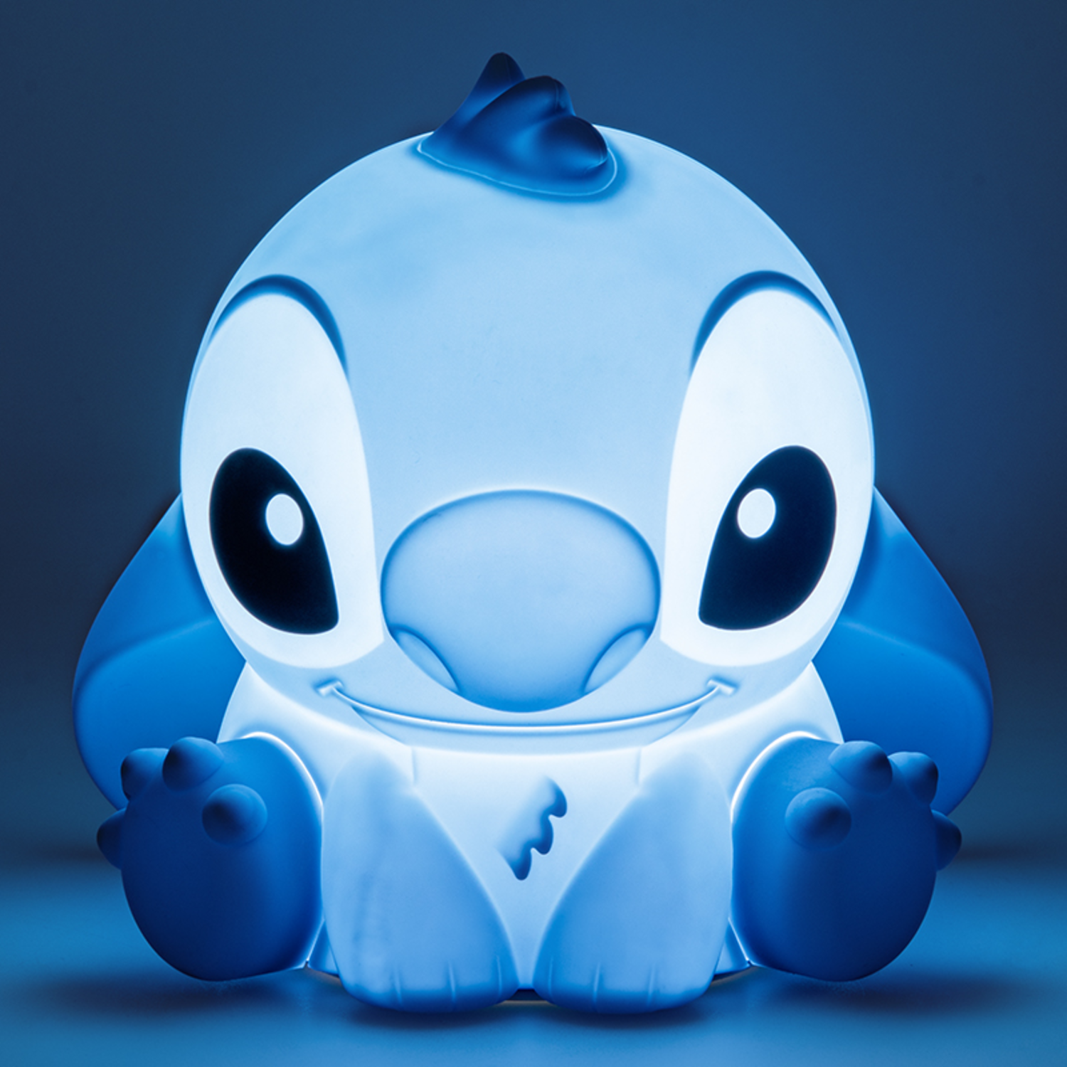 Blue Stitch lamp. Background: dark blue.