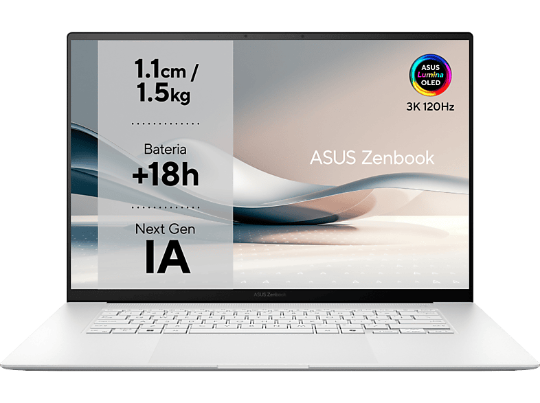 REACONDICIONADO Seminuevo Muy bueno Portátil - ASUS Zenbook S 16 OLED UM5606WA-RK321W Copilot+PC, 16"WQXGA+, AMD Ryzen AI 9 HX 370, 32GB RAM, 1TB SSD