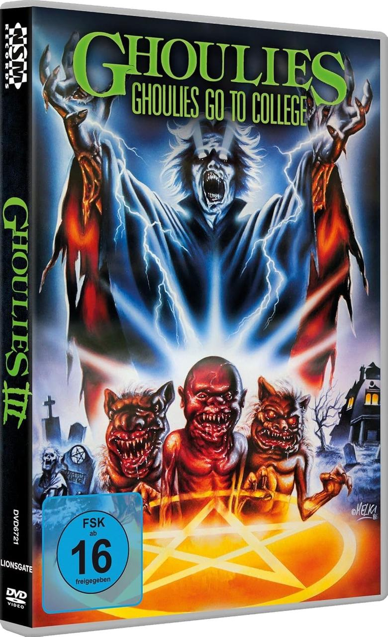 Ghoulies III DVD-Cover. Zeigt Monster und ein leuchtendes Pentagramm.