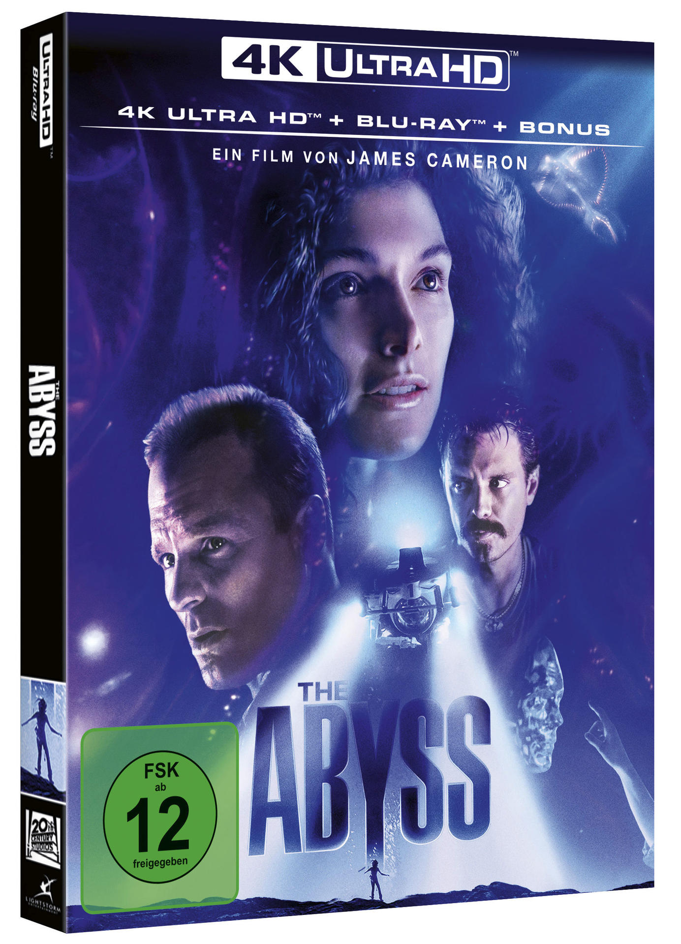 Blu-ray Disc von 'The Abyss' mit Film-Cast und Titel, blauer Hintergrund.