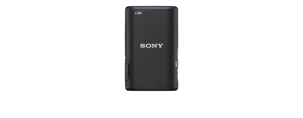 Marka adı ve bağlantı göstergesi olan siyah, dikdörtgen bir Sony cihazı.