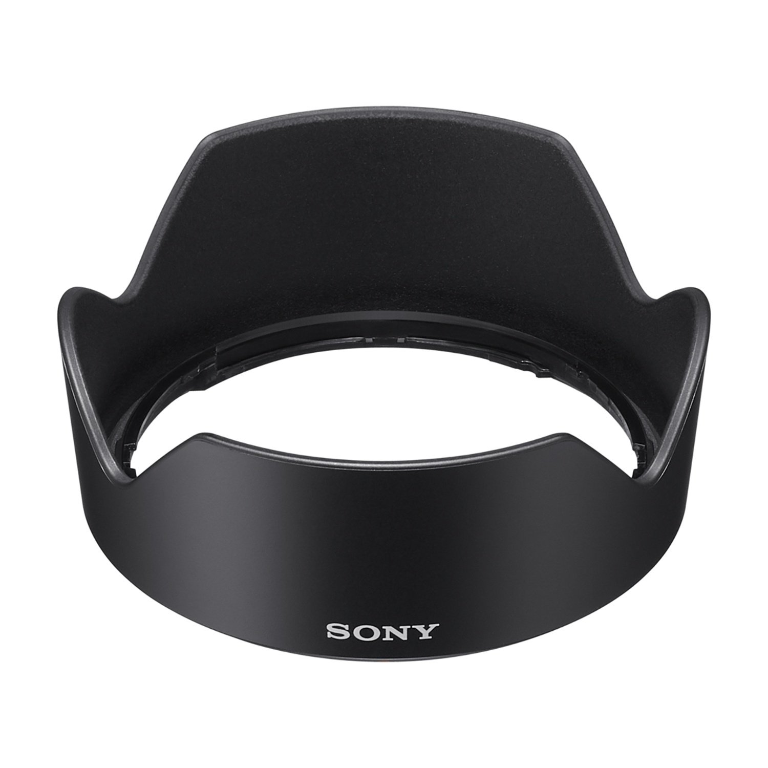 Un paraluce nero con il logo 'SONY'.