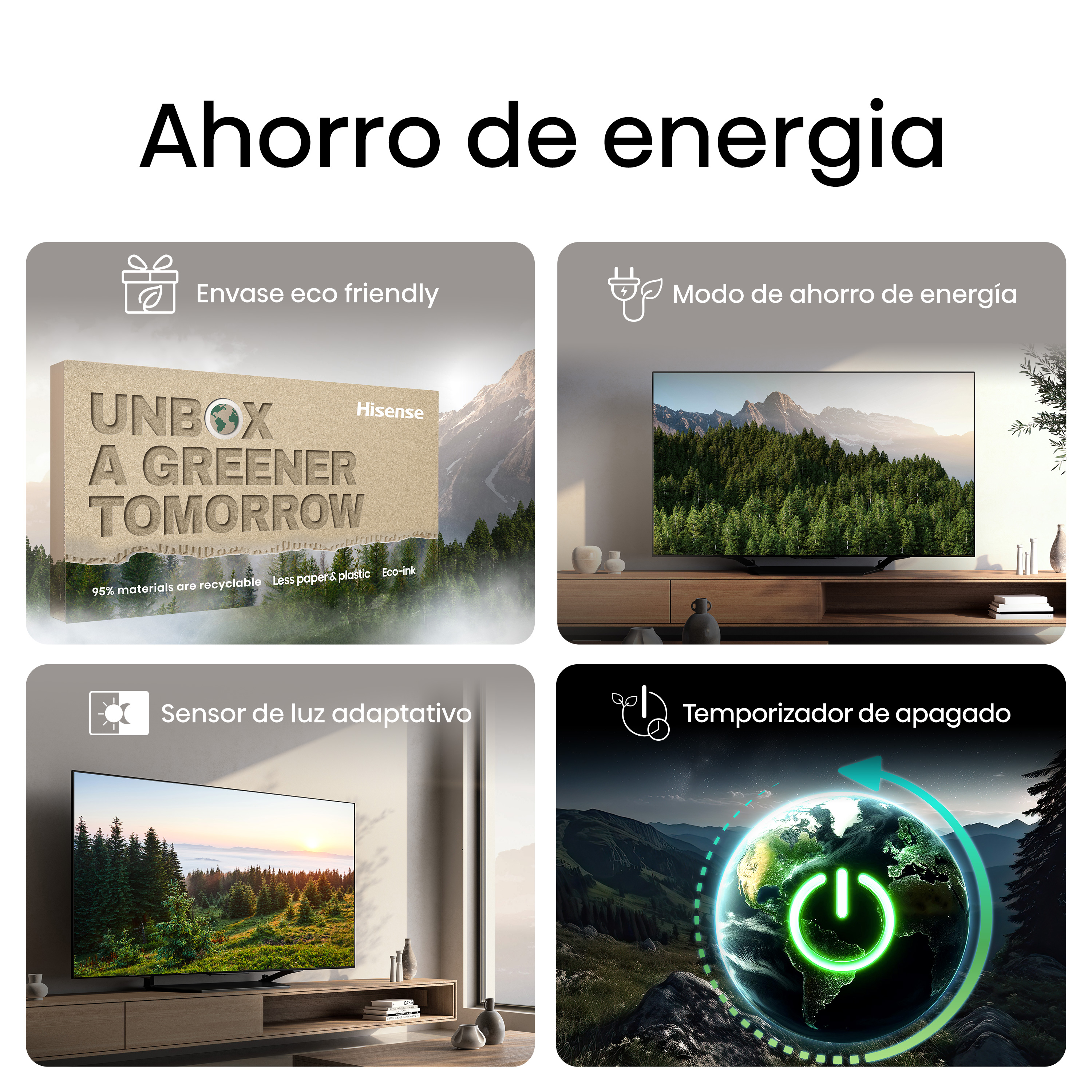Una infografía con texto e imágenes sobre funciones de ahorro de energía.
