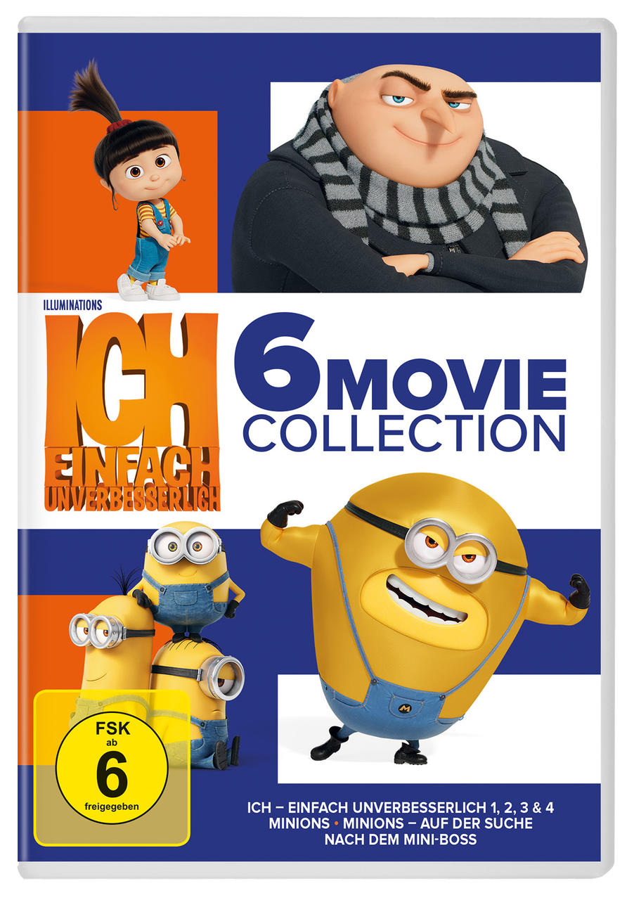 DVD-Cover mit Minions, Gru und Agnes. Text lautet 'Ich einfach unverbesserlich'.