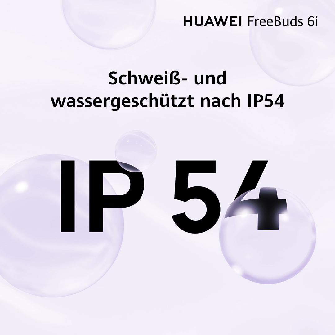 Die Worte IP54 werden vor einem abstrakten Hintergrund angezeigt. Der Text besagt, dass das Gerät schweiß- und wasserbeständig ist.