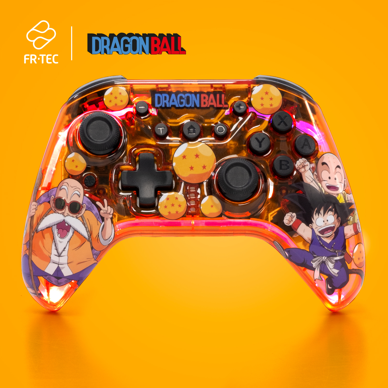 Transparenter Dragon Ball Controller mit Charakteren darauf.