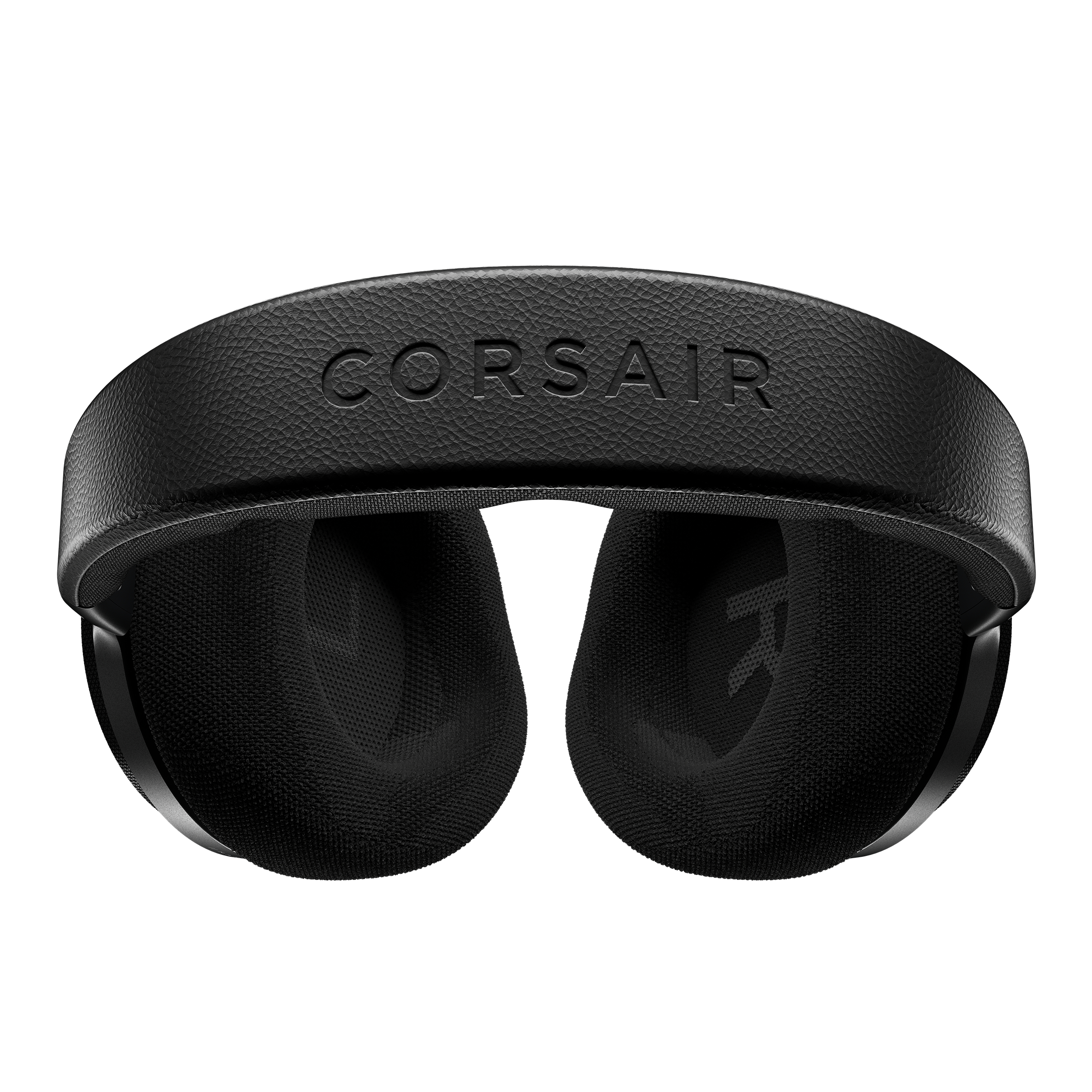 Schwarzer Corsair-Kopfhörer mit 'CORSAIR' auf dem Kopfband.