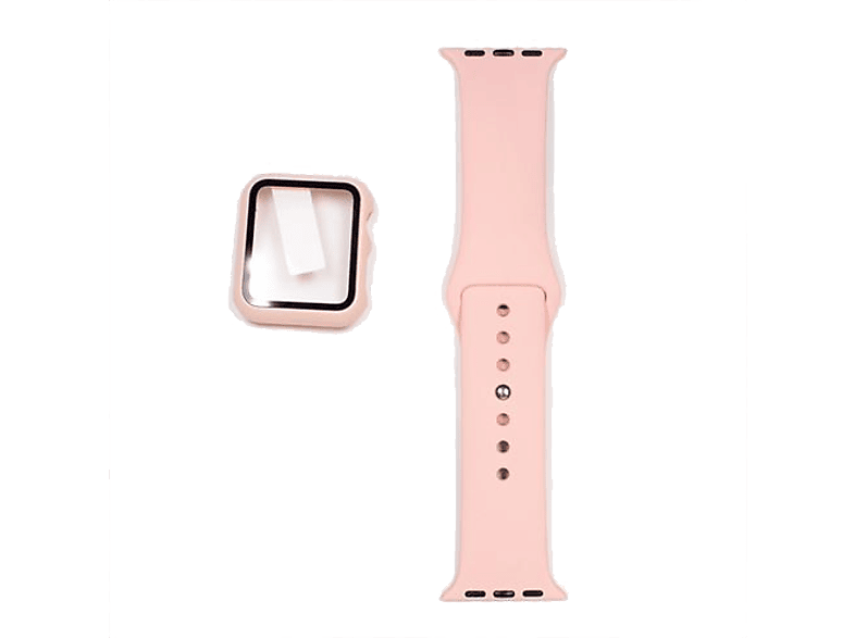 Correa - Friendly License FRSWB072, Incluye Protector de Pantalla, Compatible con Apple Watch 38/40/41 mm, Silicona, Rosa