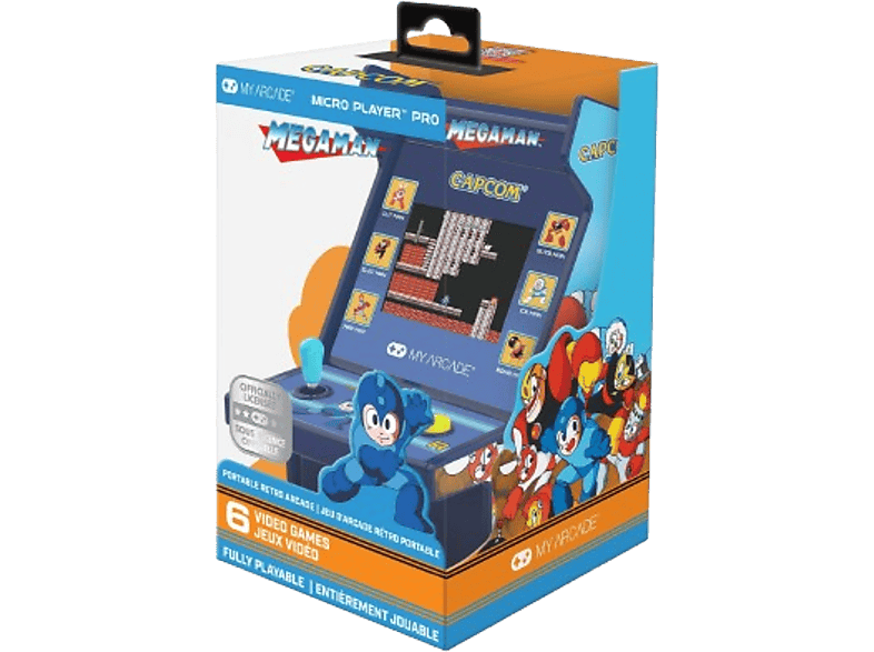 Consola retro - My Arcade Micro Player Megaman, Pantalla color 2.75", Altavoz incorporado, Azul