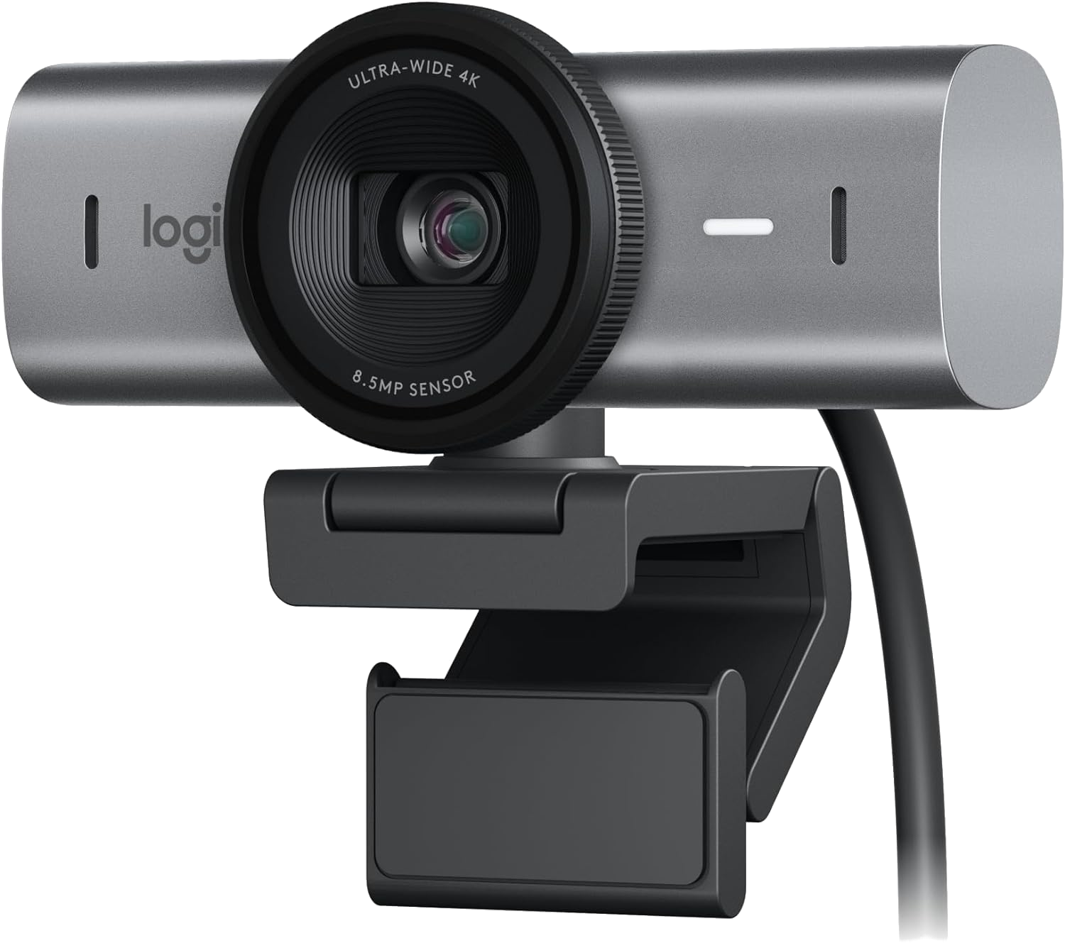 Siyah lens ve montajlı gümüş web kamerası.