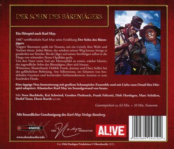 Ein Hörspielcover mit Titel, Text und zwei Männern im Bild.