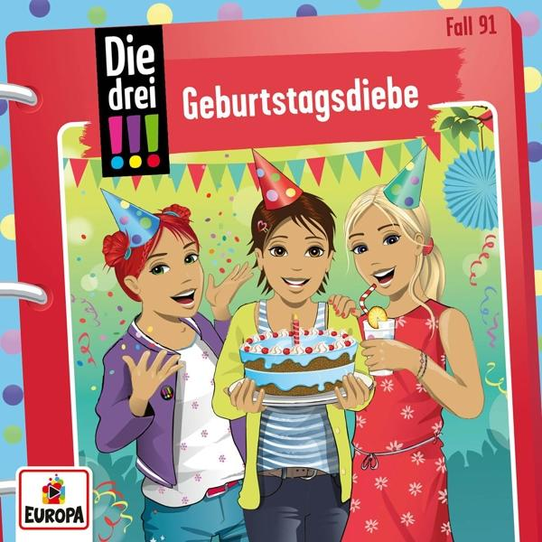 Buchcover mit drei Mädchen, die einen Geburtstag feiern. Der Titel lautet: Die drei !!!