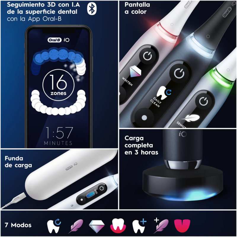 Cepillo eléctrico Oral-B iO 9S, Seguimiento 3D, Sensor de