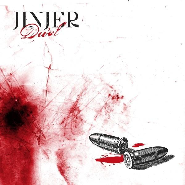 Albumcover mit Jinjer-Logo und Patronenhülsen vor rotem Hintergrund.