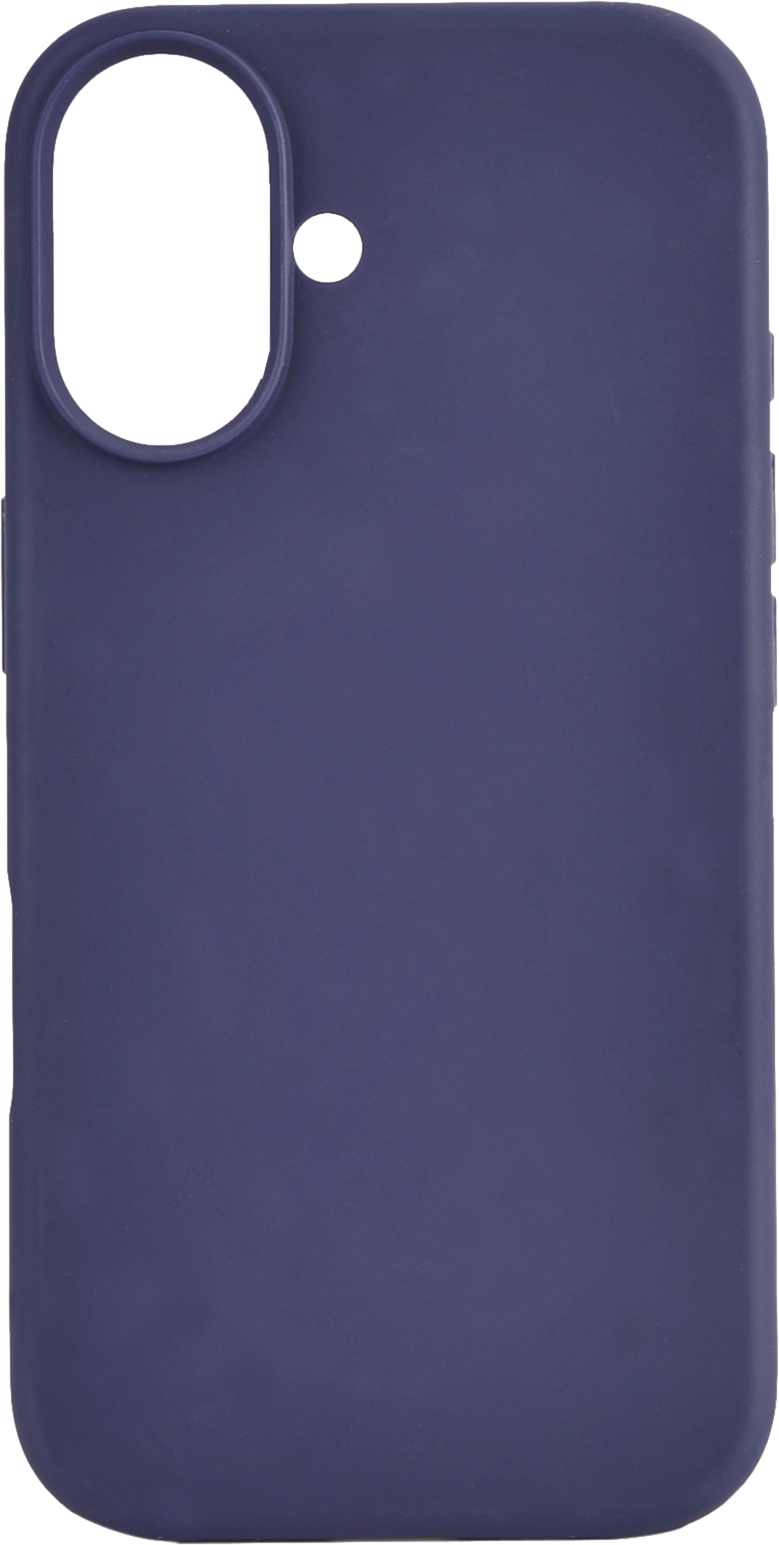 Vue rapprochée d'une coque de téléphone violette avec une découpe de caméra ovale.