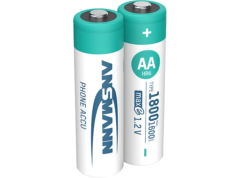 Thumbnail - ANSMANN Dect NiMH Mignon AA Typ 1800 (min. 1600 mAh) maxE 2er Papierblister Nickel-Metallhydrid Akku