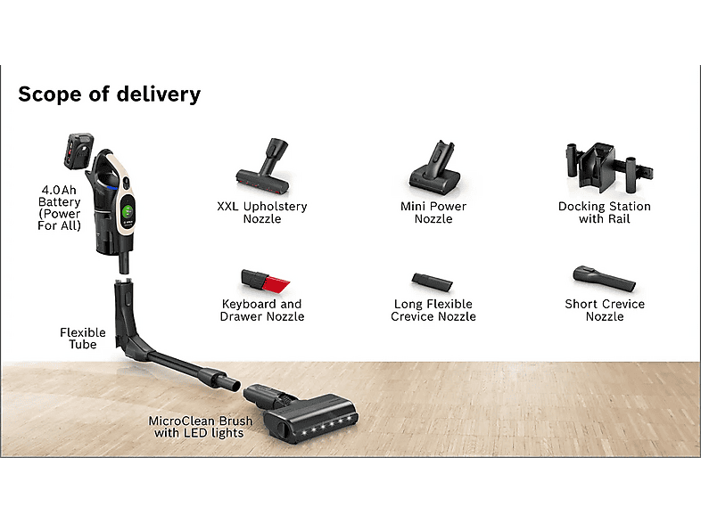 Bosch Unlimited 10 BBS1041RBA 80min Wymienny akumulator Mini elektroszczotka – zdjęcie 3