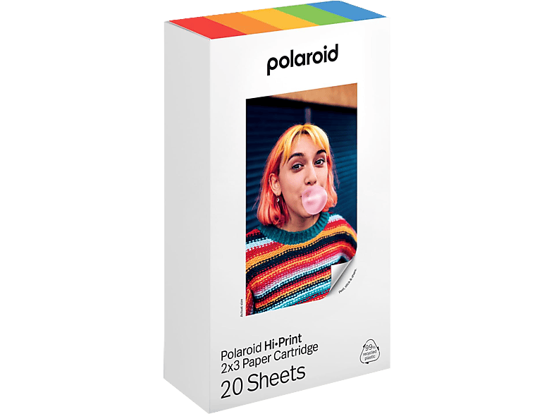 Papel fotográfico - Polaroid, Compatible con impresora fotográfica de bolsillo Polaroid Hi·Print 2x3, 20 hojas