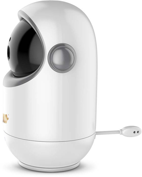 Biało-czarna kamera bezpieczeństwa z mikrofonem.