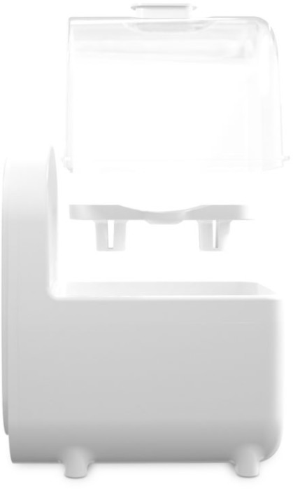 Biała podgrzewacz do butelek dla niemowląt na białym tle. Widok z boku.