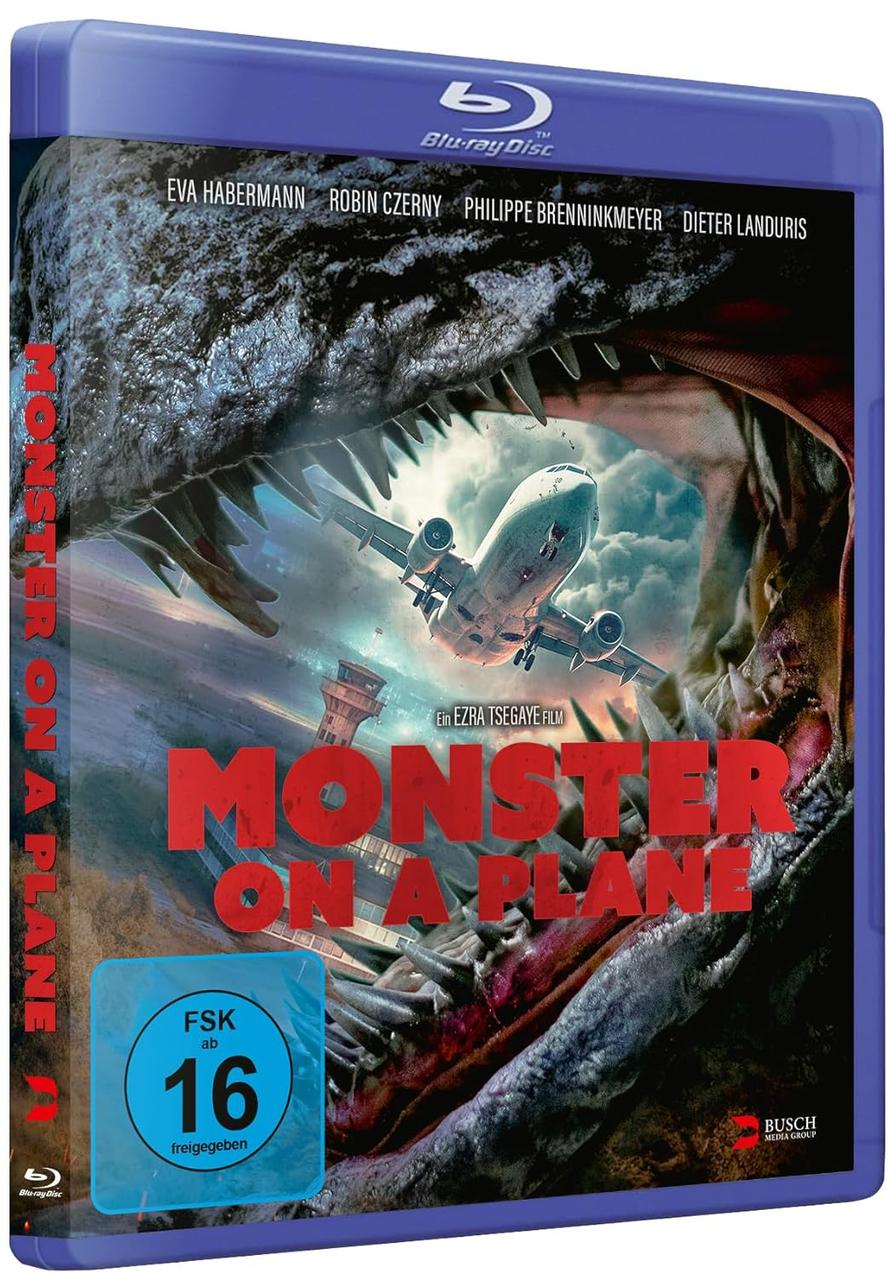 Blu-ray-Disc eines Films mit einem Flugzeug im Mund eines Monsters.