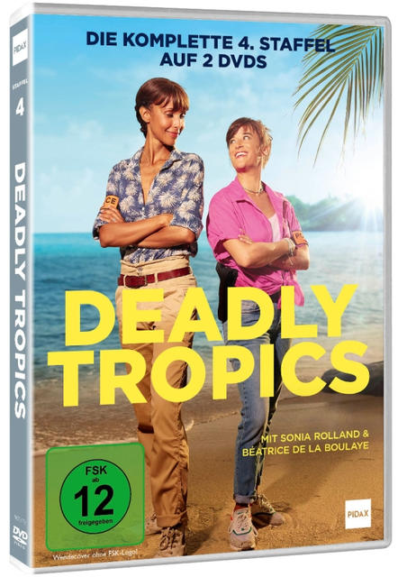 DVD-Hülle der Fernsehserie "Deadly Tropics". Zwei Frauen am Strand sind auf dem Cover zu sehen.