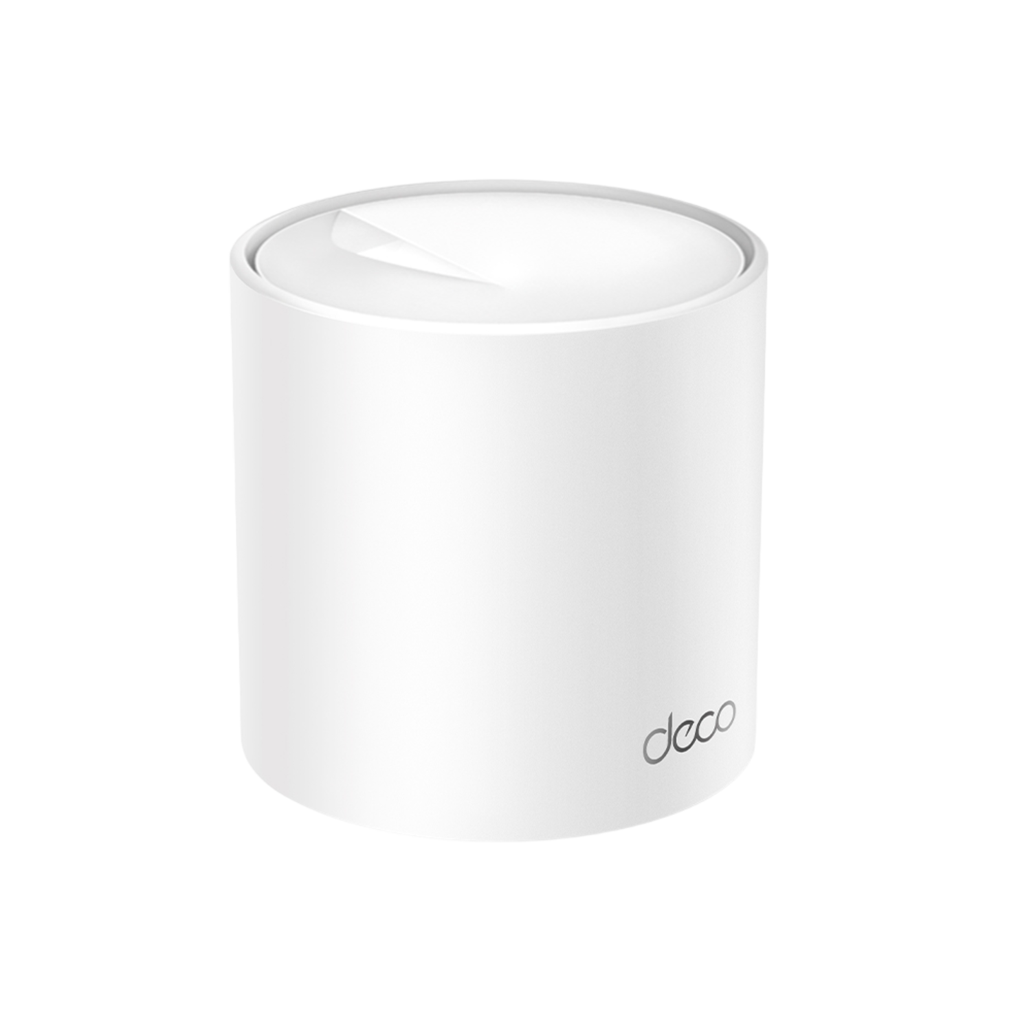 Routeur TP-Link Deco cylindrique blanc. Design simple, moderne avec logo Deco.