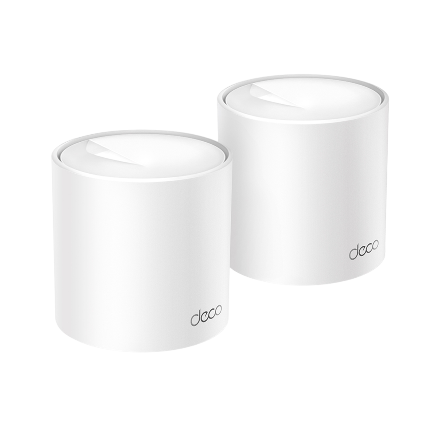 Deux unités WiFi Deco Mesh blanches sur fond noir. Chacune a le mot 'deco'.