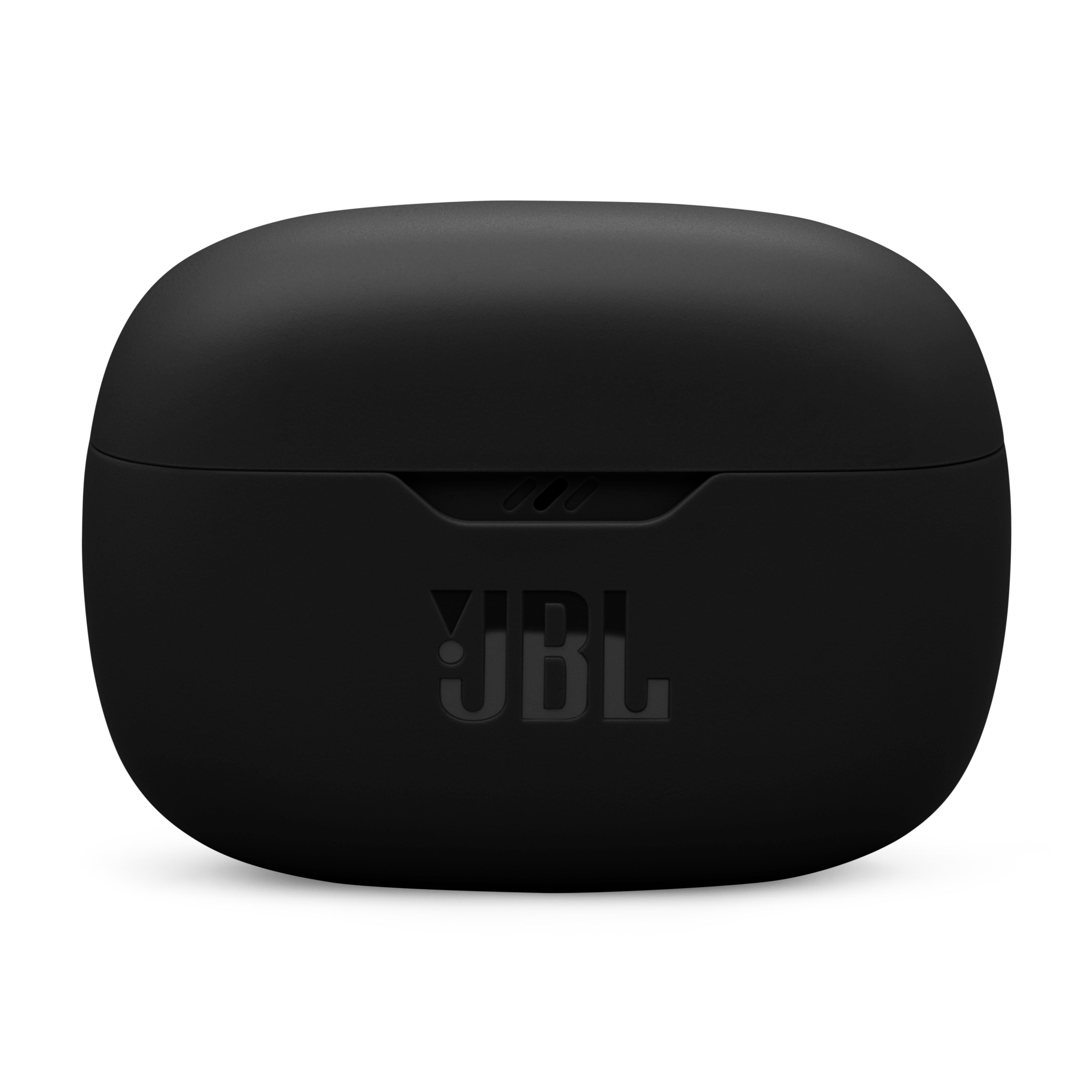 Ein schwarzes JBL-Ladecase mit weißem JBL-Logo auf weißem Hintergrund.