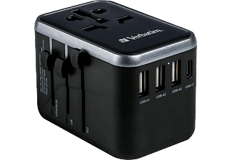 VERBATIM UTA-04 utazó adapter 1xUSB-C PD 61W QC 3.0, 1xUSB-C, 3xUSB-A csatlakozás (49546)