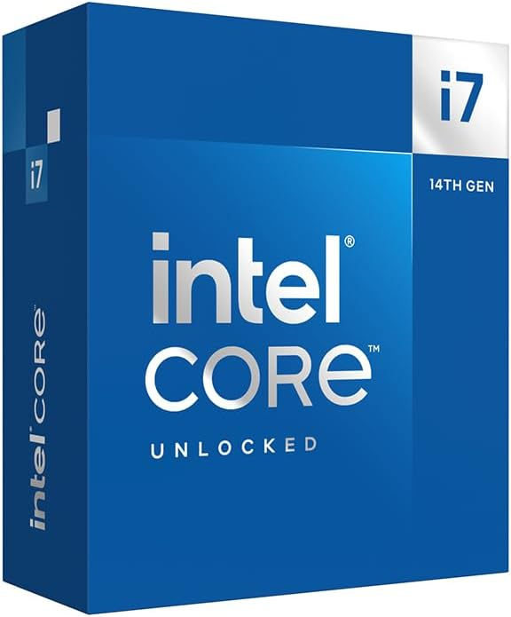 Una caja azul del procesador Intel Core i7. Los logotipos i7 e Intel Core son visibles.