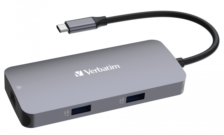 VERBATIM CMH-05 USB Type-C 3.2 Gen1 multiport adapter, HDMI, RJ-45, 2x USB-A, USB-C PD 100W (32150)