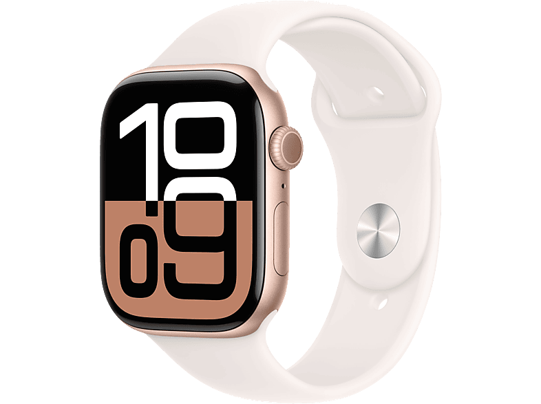 Apple Watch Series 10 (2024), GPS, 46 mm, Gesto de doble toque, Caja aluminio Oro rosa, Correa deportiva Rosa rubor, Talla S/M