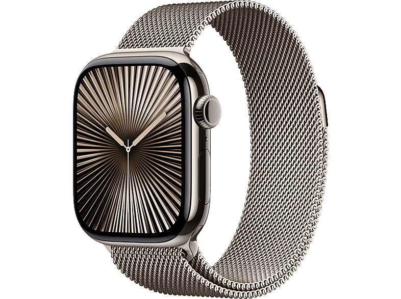 Apple Watch Series 10 (2024), GPS + Cellular, 46 mm, Gesto de doble toque, Caja titanio Natural, Correa Milanese Loop Talla S/M