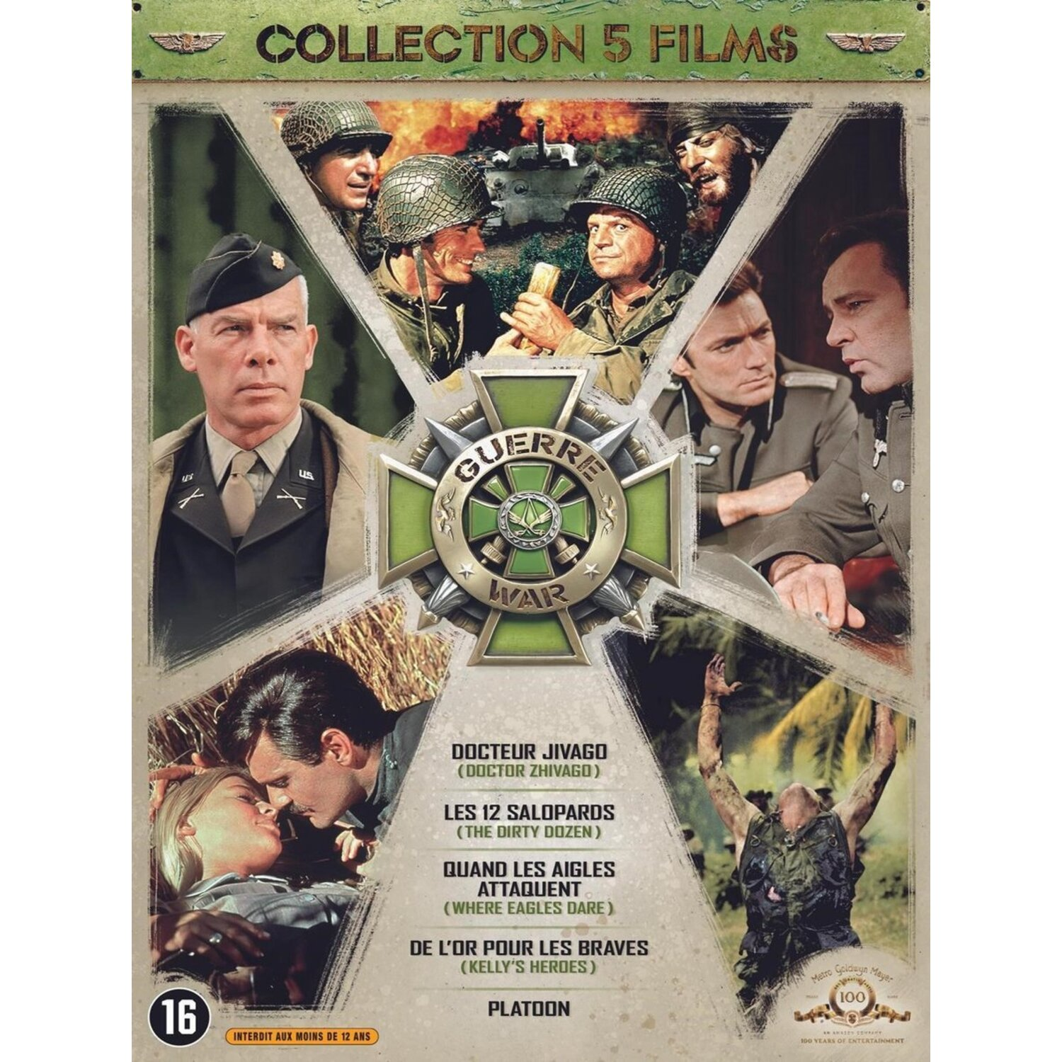 DVD cover of a war movie collection. It shows multiple actors and film titles.