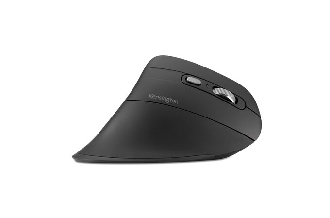 Fekete Kensington ergonomikus egér görgővel és döntött, függőleges kialakítással.