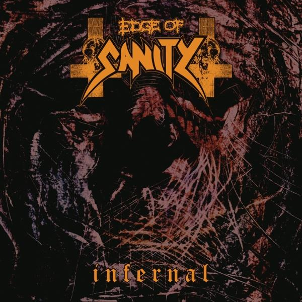 Une pochette d'album pour Infernal d'Edge of Sanity. Comprend un design sombre et abstrait avec le titre.