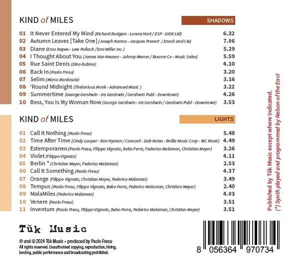 CD-Trackliste für „Kind of Miles“ von Paolo Fresu.
