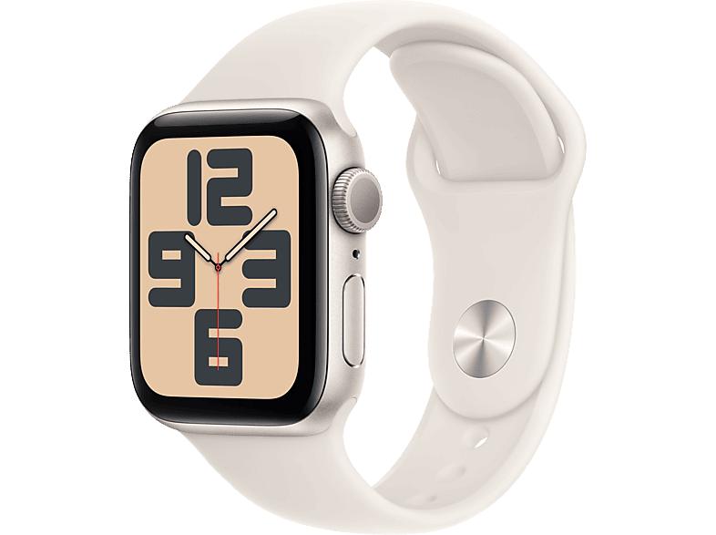 Apple Watch SE (2024), GPS + Cellular, 40 mm, Caja de aluminio Blanco estrella, Vidrio delantero Ion-X, Correa deportiva Talla M/L
