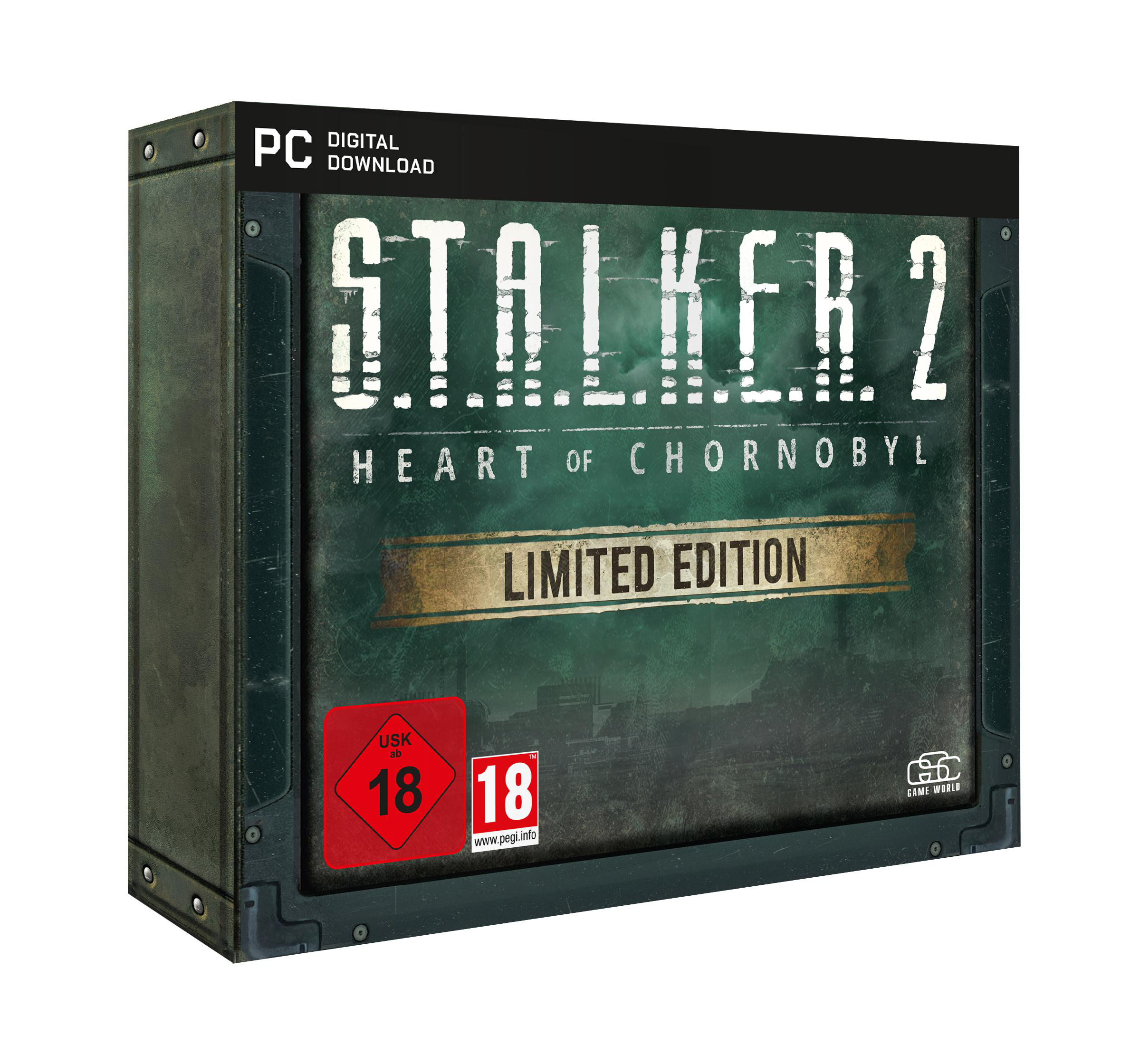 Spielbox für STALKER 2: Heart of Chornobyl, limitierte Edition, mit USK 18 Aufkleber.
