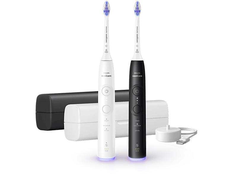 Philips Sonicare 6500 Series Elektrische Tandenborstels Duopack Wit & Zwart + Reisetui - Hx7419/01