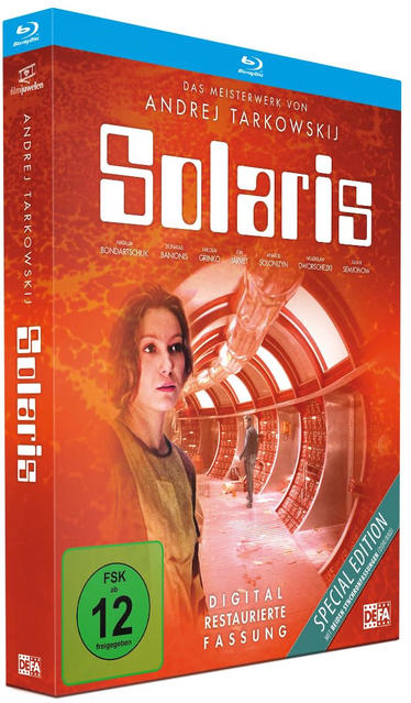 Solaris Blu-ray-Box mit Frauengesicht und Filmszenen.